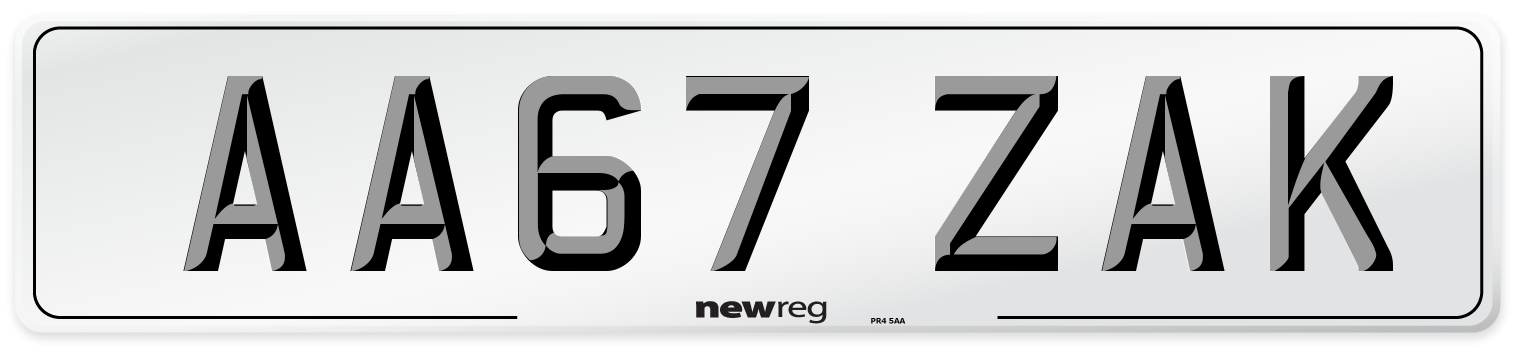 AA67 ZAK Number Plate from New Reg